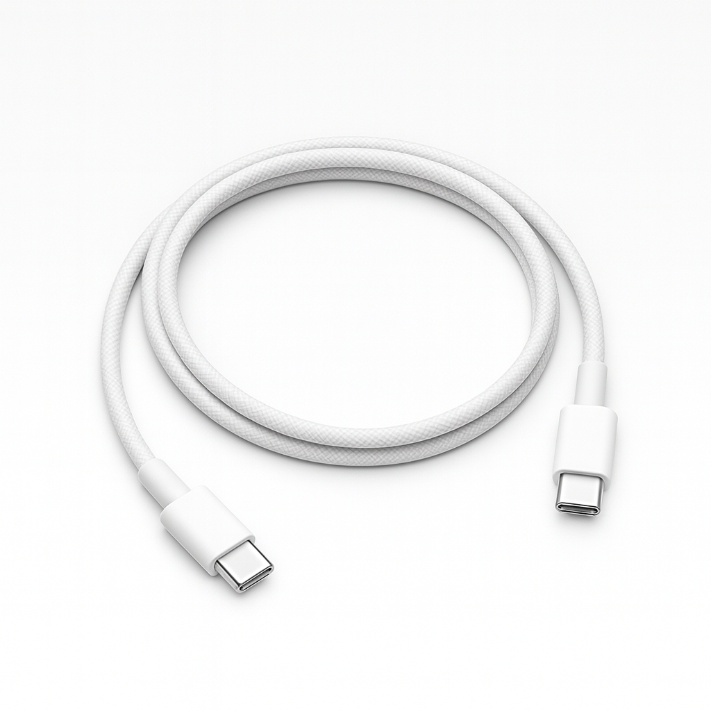 USB-C to USB-C pleteni kabl 1m, bela boja