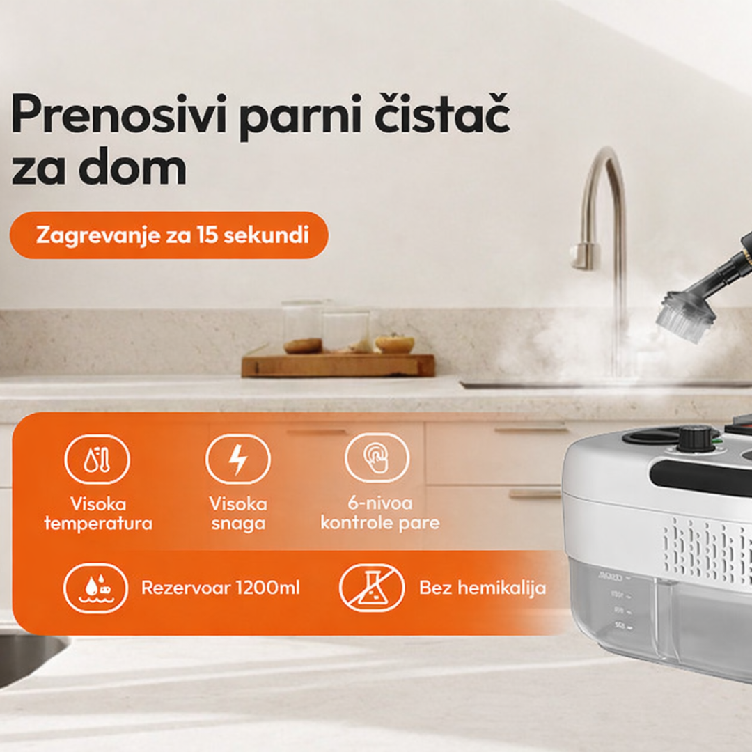 Parni cistac u upotrebi u kuhinji