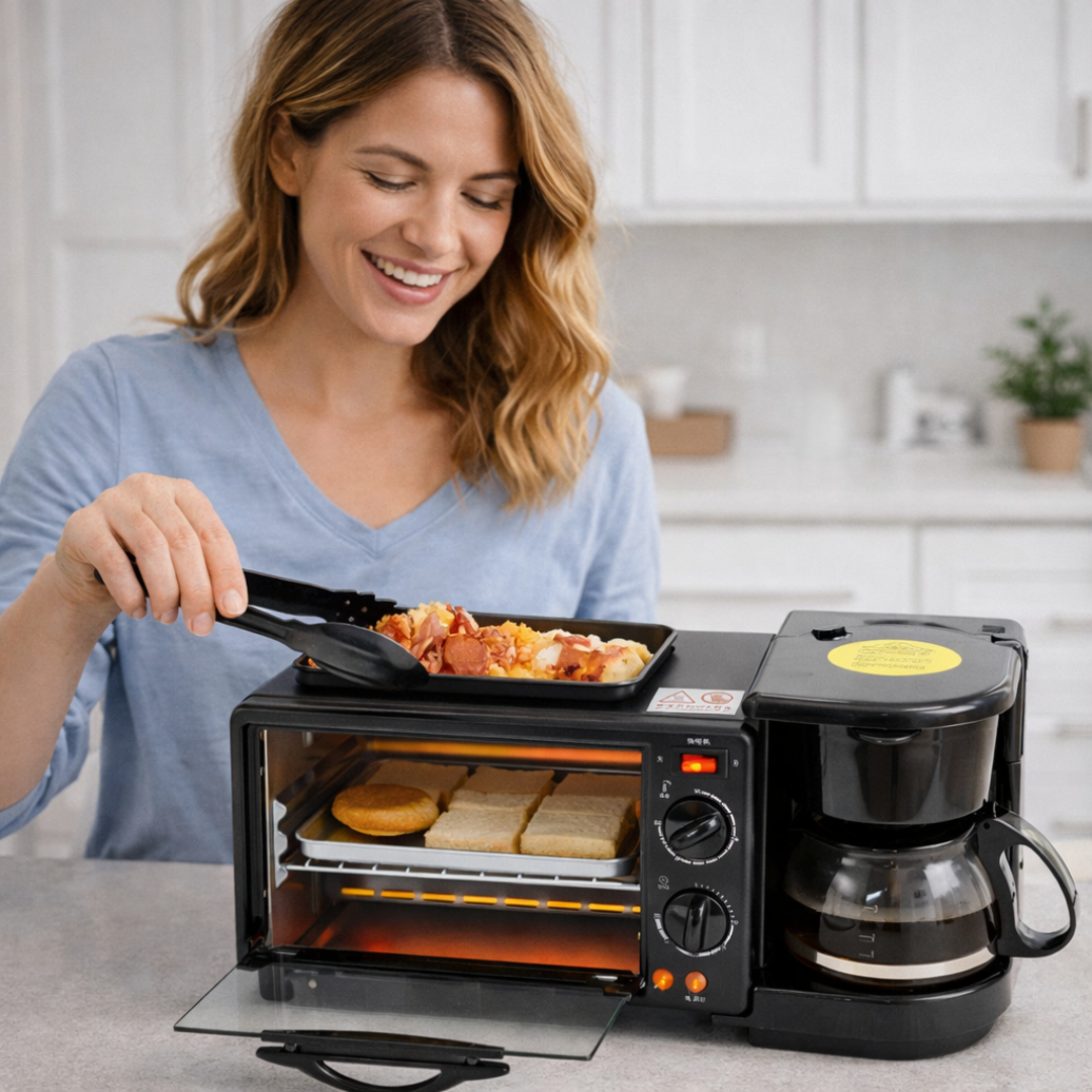 3 u 1 stanica za doručak sa aparatom za kafu i mini rernom