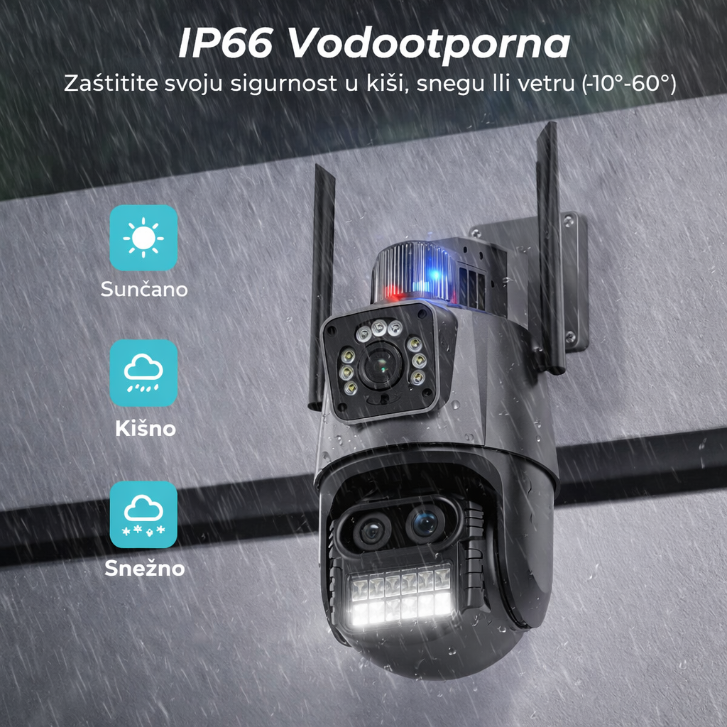 IP PTZ Kamera 4K sa 2 Sočiva, Sirenom i 8× Zoomom