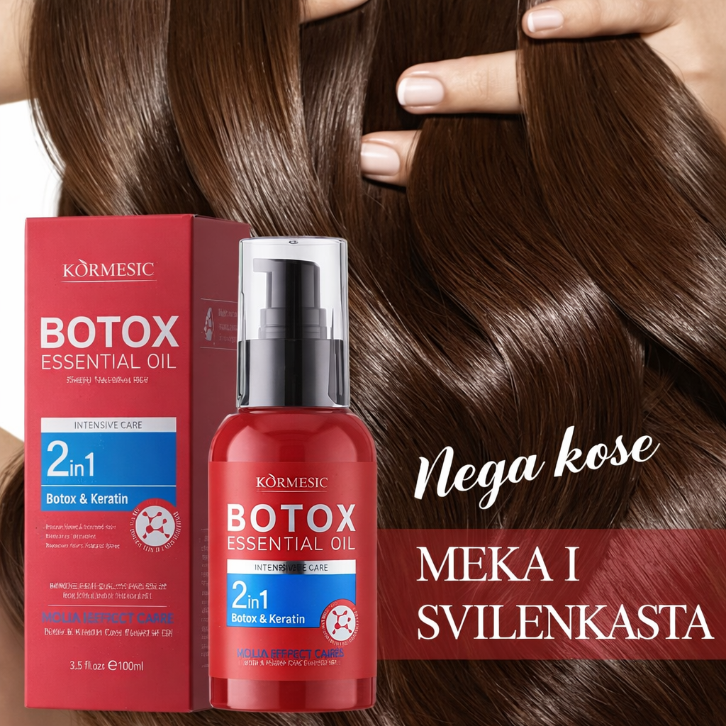 Hair Botox 150ml + Keratin Essential Oil 100ml – 2u1 tretman za obnovu i sjaj (1+1 GRATIS)