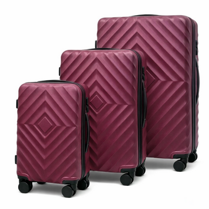 ABS kofer set u tamno bordo boji sa tri kofera za putovanja