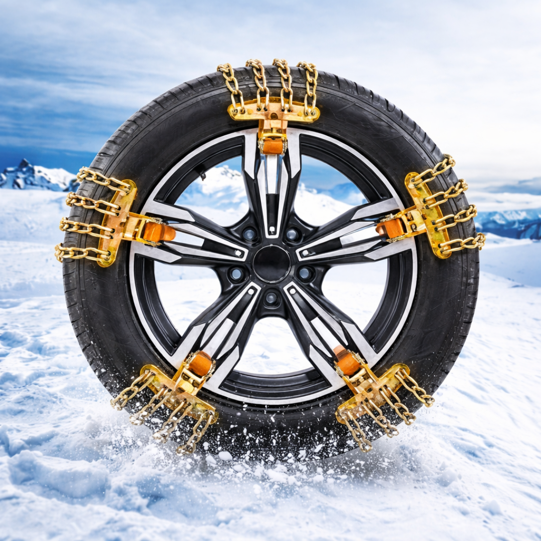 Lanci za sneg postavljeni na automobilsku gumu