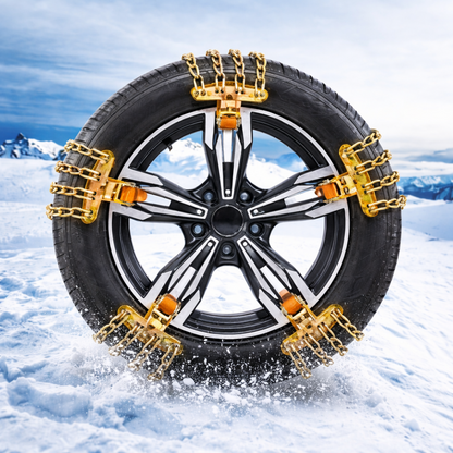 Lanci za sneg postavljeni na automobilsku gumu