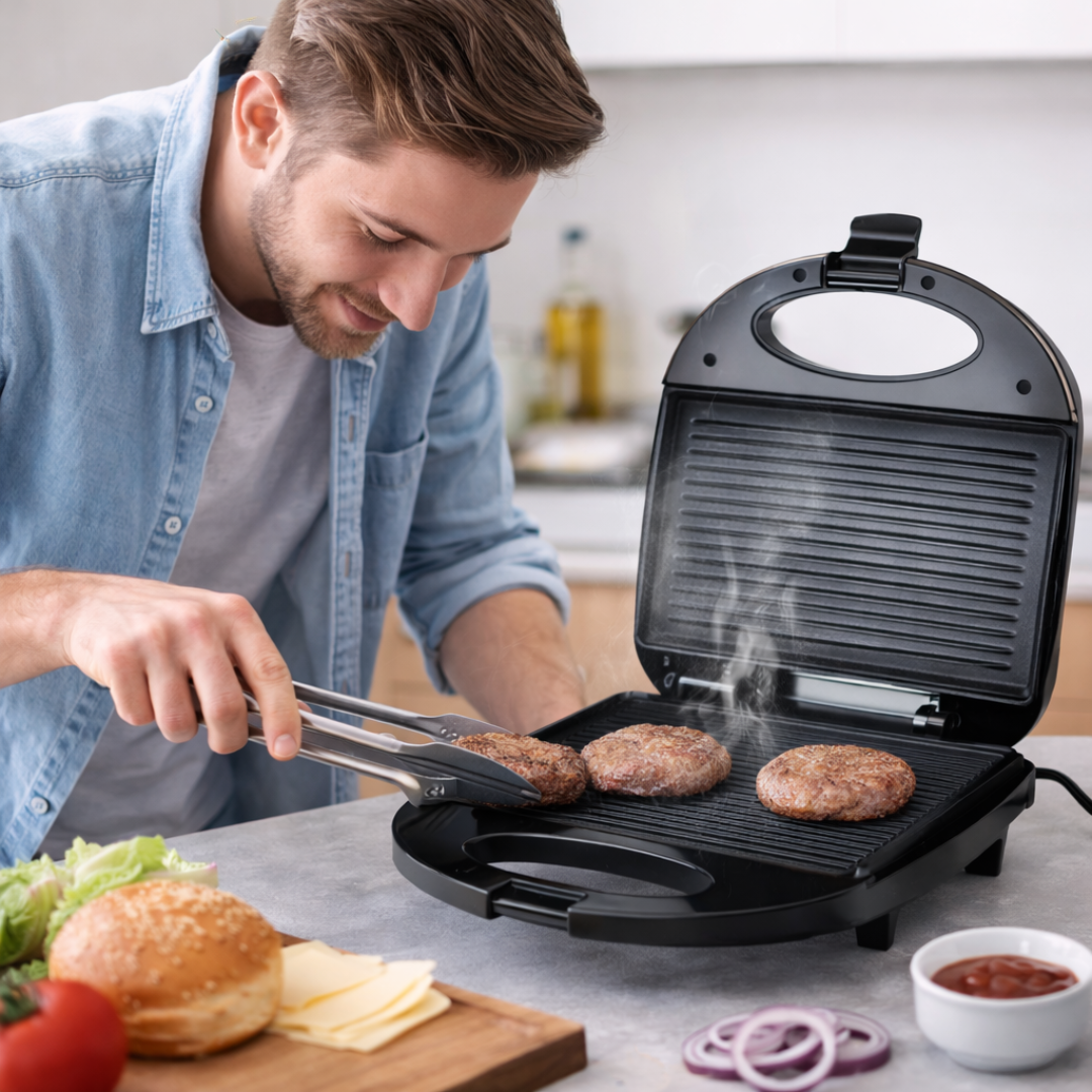 Električni grill u upotrebi u kuhinji bez dima