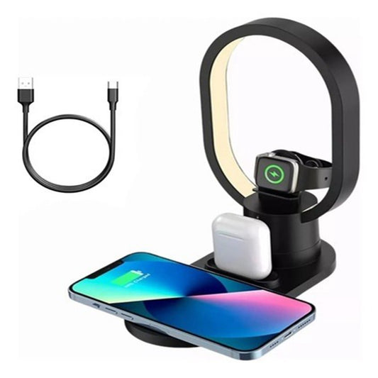 Bežični punjač 4u1 sa LED noćnom lampom