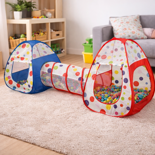 Deciji sator sa tunelom i bazenom za loptice