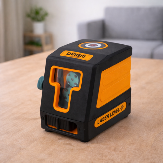 Laserski niveler DINGQI na kutiji sa prikazom uredjaja