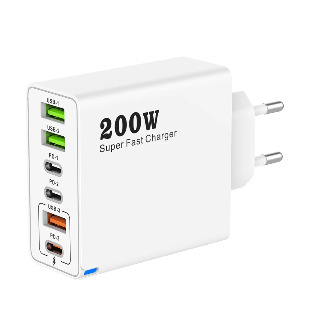 GaN punjač 200W – USB-C i USB-A portovi