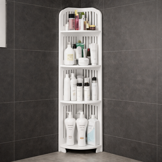 Vertikalni organizator za kupatilo postavljen u cosak