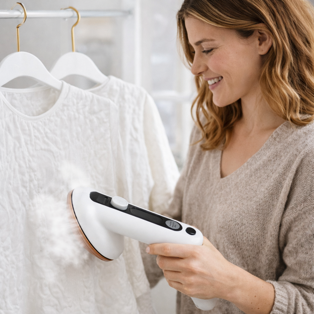 Prenosiva mini pegla prikazana izbliza