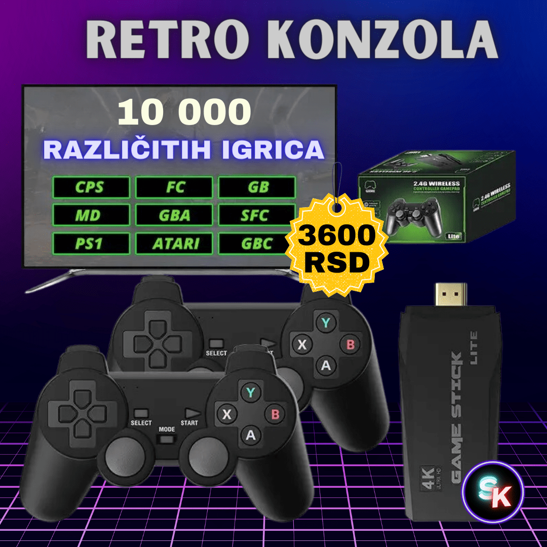 Retro konzola Game Stick povezana s televizorom