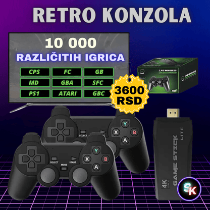 Retro konzola Game Stick povezana s televizorom