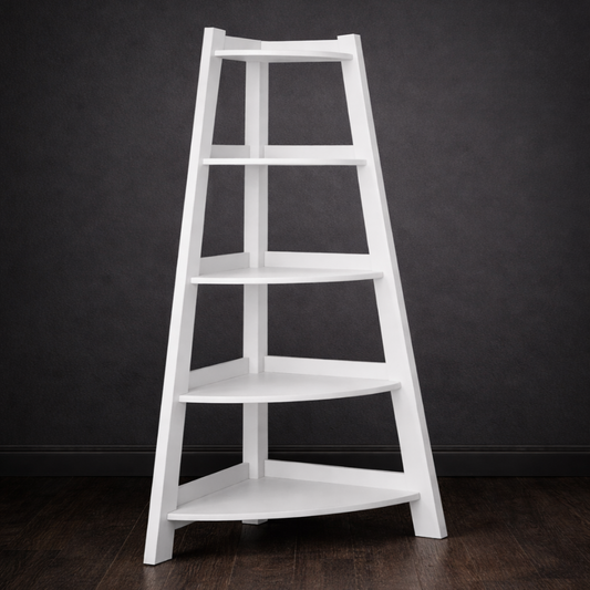 Ugaona polica za knjige u modernom enterijeru