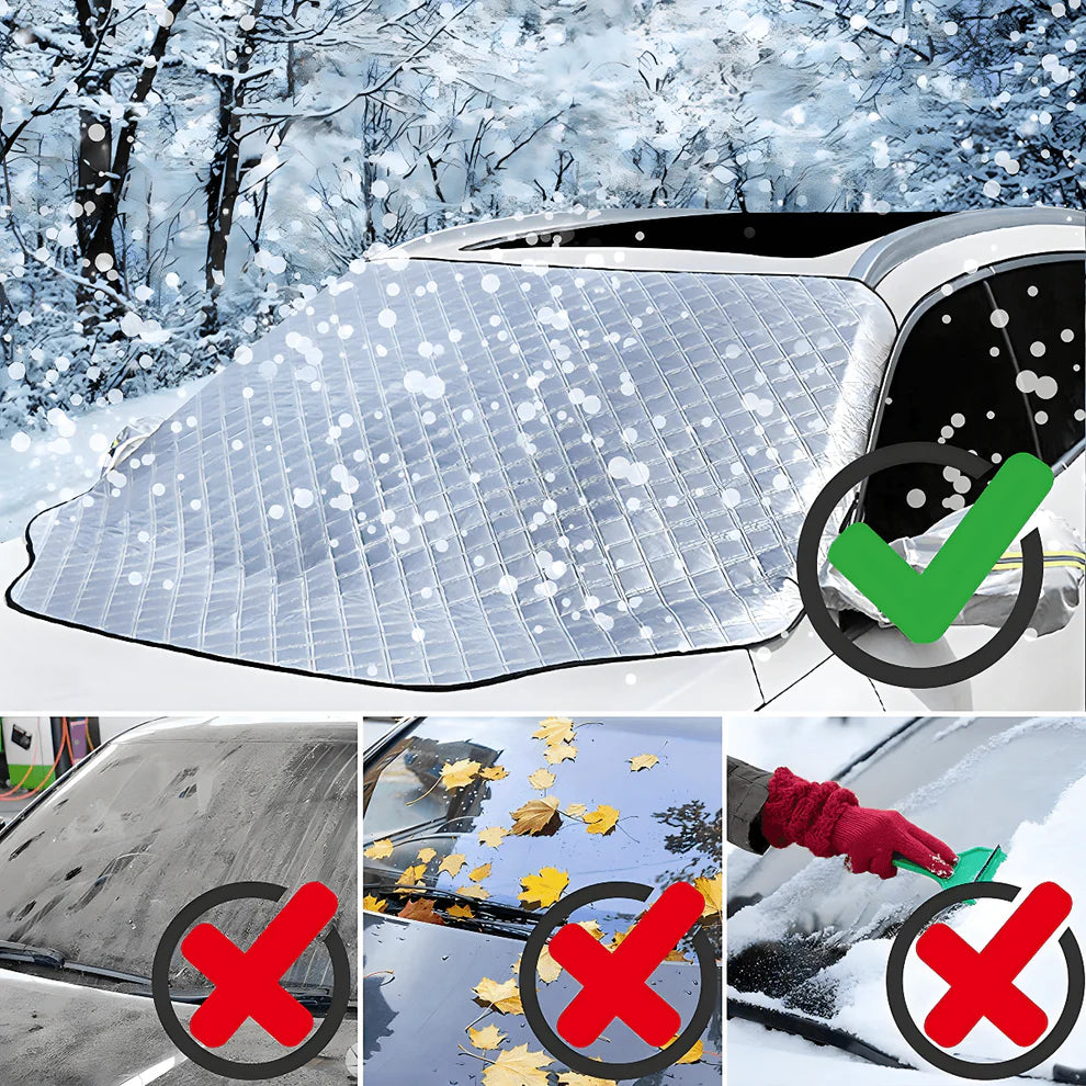 Sklopljena zaštitna cerada za šoferšajbnu spremna za odlaganje u automobilu